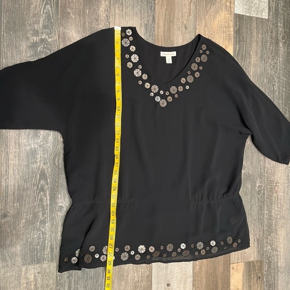 Coldwater Creek Beaded Black Coin Toss Top Blouse 2X 20-22 orig. $89.95 NWOT - Picture 7 of 9